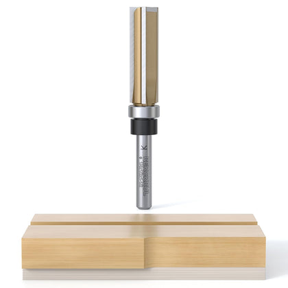 Pattern Flush Trim Router Bit, Top Bearing 1/4" Shank CD: 1/2" CL: 1-1/2" | Professional 3-Blade Carbide Tipped