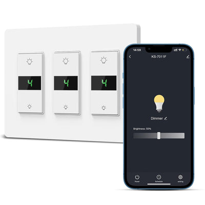 Smart Dimmer Switch 3Gang Digital Display Single-Pole 3Way Dimmer Smart Switch, 2024 New Model,Works with Siri, Alexa