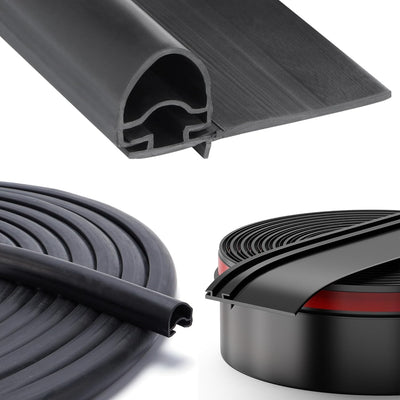 Combo RV Slide Out Seal Black Rubber 018-312-EKD & 018-341 EK, 1' x 15/16' x 35' D-Seal Wiper & 1/2' x 2.75' x 35’ Seal Base