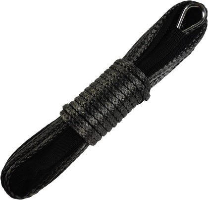 1/4" x 50 ft 10,000LBs Synthetic Winch Line Cable Rope with Black Protecing Sleeve for ATV UTV Winches Truck Boat