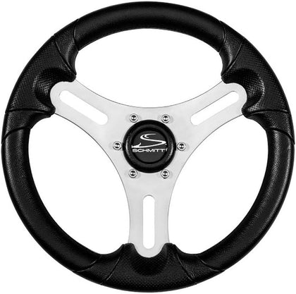 Schmitt Ongaro Marine Products PU063104-01R Schmitt & Ongaro Torcello Lite 13 Wheel - Black Polyurethane Wheel W/Silver Spokes & Black Cap- 3/4 Tapered Shaft