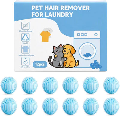 Reusable Pet Hair Remover Laundry Balls Lint Catcher for Washer & Dryer, 12