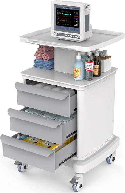 Medical Carts with Wheels and Drawers, Mobile Ultrasound Cart, Rolling Dental Implant Cart with Caster Wheels, Beauty