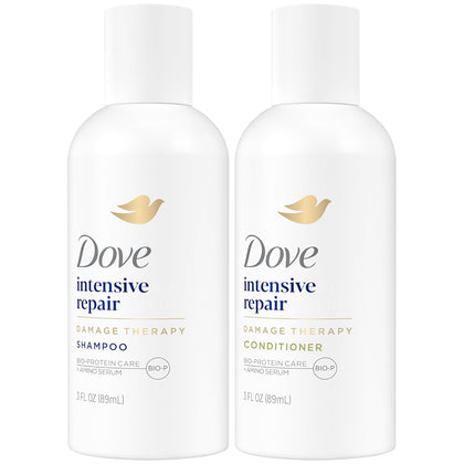 Travel Essentials Shampoo and Conditioner Set – Dove Nutritive Solutions Intensive Repair for Damaged Hair, 3 Oz Ea