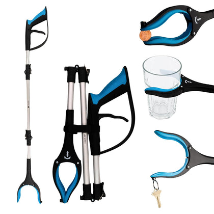 Reacher Grabber Tool, 360° Rotating Head, Lightweight 36" Foldable Arm, Ergonomic Grip, 4.5" Wide Jaw, Mobility Aid