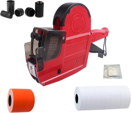 Price Gun,2-Line 20-Digit Pricing Gun w/ 7800 Orange+White Labels 3 Ink Rolls Kit for Retail,Label Date Gun