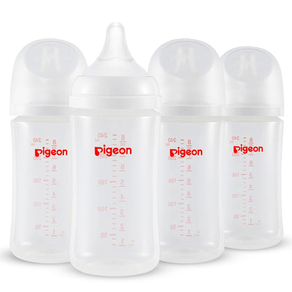 PP Nursing Bottle Wide Neck, Anti-Colic, Streamlined Body, Natural Feel, Easy to Clean, 8.1 Oz(Pack of 4), Includes