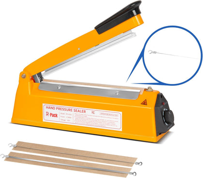 Impulse Heat Sealer with Hot Cutting Wire, Manual Seal and Cut Shrink Wrap Machine for Soap, Bath Bomb, Bakery and