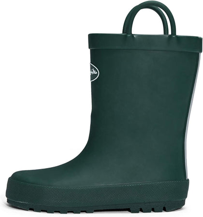 Kids Rain Boots, Waterproof Rubber Boots with Easy-on Handles | Pull on, Slip-resistant, Double Handles