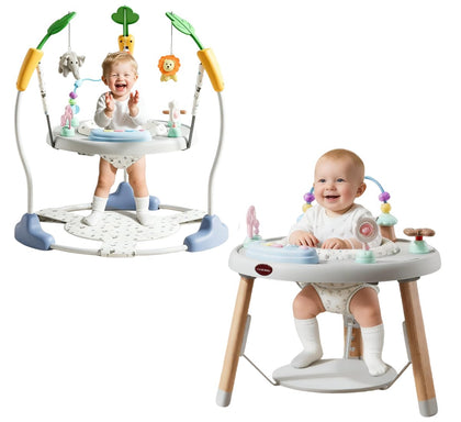CuddoBaby Baby Jumper 4-Stage Convertible| Montessori -Inspired 8 Interactive Toys| Tummy Time Playmat, Bouncer