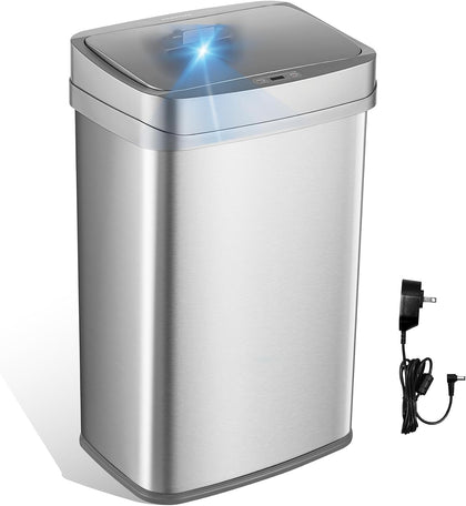 13 Gallon Odor Neutralizing Smart Trash Can, UV + Ozone Dual Purification, Odor Control Motion Sensor Garbage Bin