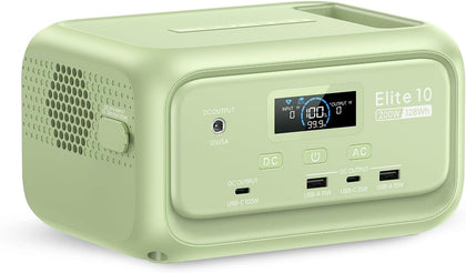 Elite 10 Mini Portable Power Station, 128Wh LiFePO4 Battery with 200W AC Outlet, 10ms UPS Backup, Fast Recharge Solar