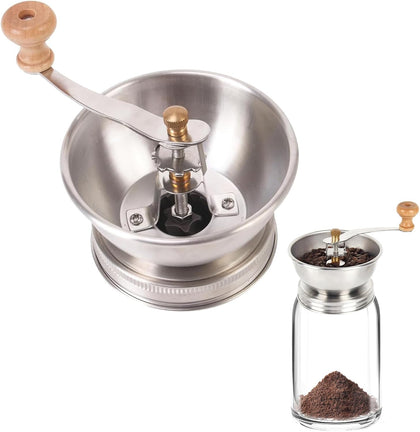 Mason Jar Coffee Grinder, Manual Coffee Grinder Lid Attachment for Wide Mouth Mason Jars, Stainless Steel Mason Jar