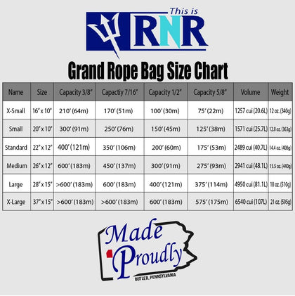 Rock N Rescue Grand Rope Bag with Drawstring Closure - Rock Climbing and Rescue Gear, Heavy Duty Waterproof Nylon