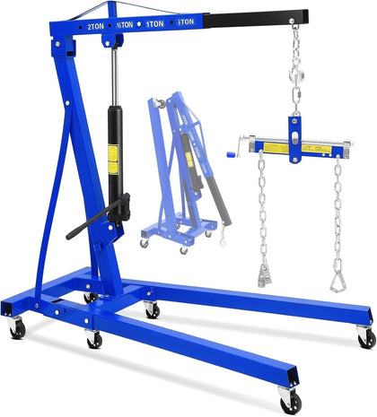 2-Ton Folding Engine Hoist with Leveler, 4400 Lbs Capacity