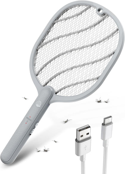 Electric Fly Swatter, 3800V Bug Zapper Racket, Rechargeable 1200mAh Mosquito Killer, 3-Layer Safety Mesh
