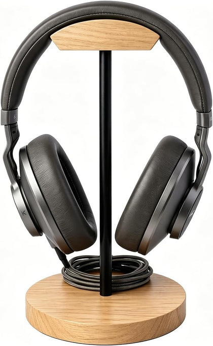 Headphone Stand Nature Wood & Metal Headset Hanger Mount Hook Gaming Holder Desktop Earphone Artful Functional