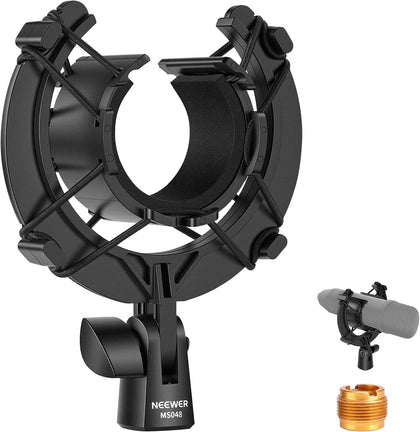Microphone Shock Mount, Mic Holder for Stand & Boom Arm with Elastic Ropes & 3/8" to 5/8" Screw Adapter, Fits Mics of
