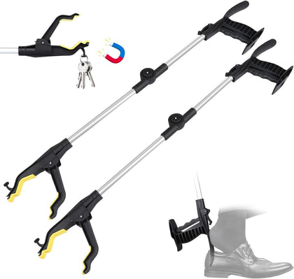 32" Grabber Reacher Tool, 2-Pack Foldable Reacher Grabber Pickup Tool with Shoe Horn, Trash Picker Upper Grabber with