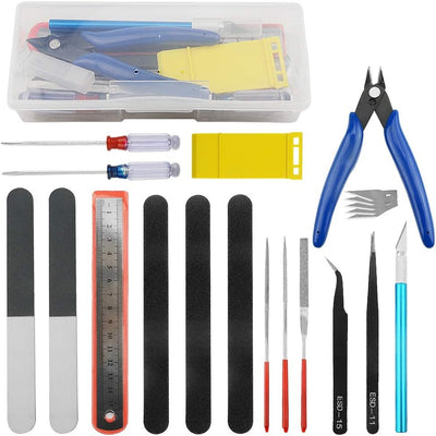 Professional 17 PCS Model Tools Kit Modeler Basic Tools Craft Set Hobby Building Tools Kit for Gundam Car Model