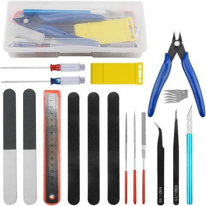 Professional 17 PCS Model Tools Kit Modeler Basic Tools Craft Set Hobby Building Tools Kit for Gundam Car Model