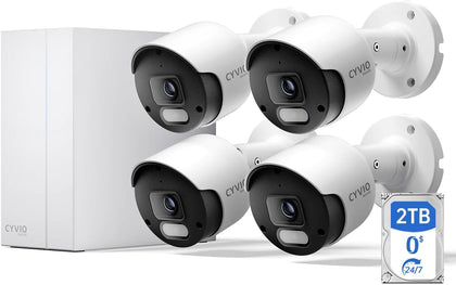 4K PoE Security Camera System, Metal Housing, 2TB HDD NVR, 4-Cam Kit
