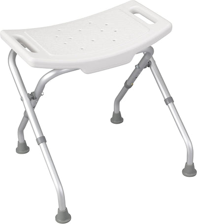 12486 Folding Shower Chair, Bath Bench with Drainage Holes and In-Seat Handles, Supports Users Up To 300 Pounds, White