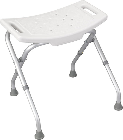 12486 Folding Shower Chair, Bath Bench with Drainage Holes and In-Seat Handles, Supports Users Up To 300 Pounds, White