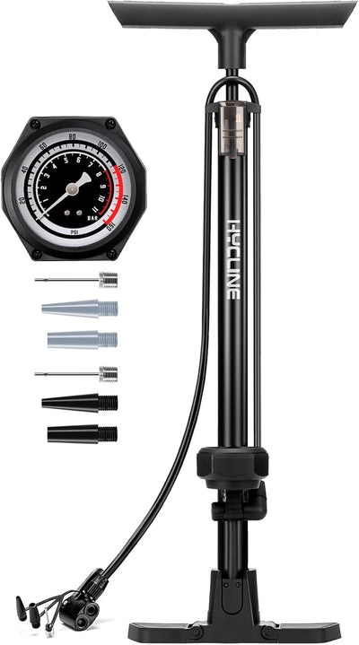 Bike Floor Pump with 160 PSI High Pressure Gauge - Full Size