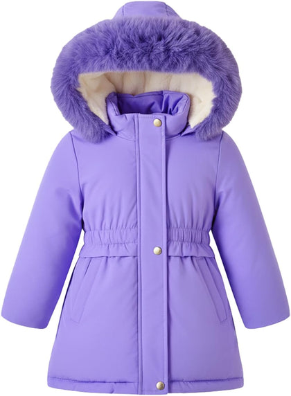 5-12 Years Girls Winter Coat Long Puffer Jacket Outwear Warm Quilted Coats Parka Kids Removable Hood Fleece Inner