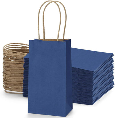 Small Paper Gift Bags with Handles Navy Blue 50 Pack 3.5x2.4x6.7