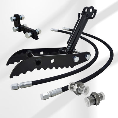 Mini Excavator Hydraulic Thumb Kit,Small Digger Attachments Fit Most of Up to 2 Tons, with2* M14 Hoses and Converters, Black