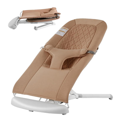 Baby Bouncer, Folding Bouncer Seat for Babies 0-9 Months, Newborn Bouncer Chair with 2 Reclining Angles & 3-Point