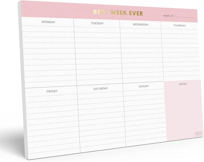 Weekly To Do List Pad. Gold Foil 7 days Planner with Daily Roadmap Agenda Squares. 7x10” Day Workbook 2026 - Student