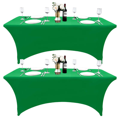 2-Pack 4ft Spandex Table Covers for Rectangular Folding Tables - Wrinkle Resistant Stretch Tight Table Cloths