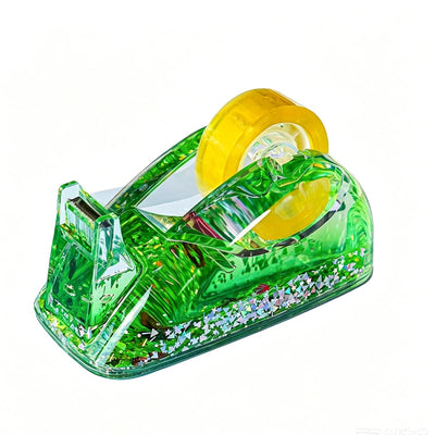 Clear Liquid Glitter Tape Dispenser, Non-Slip Cute Desktop Tape Dispenser with Sharp Blade for Office Stationery