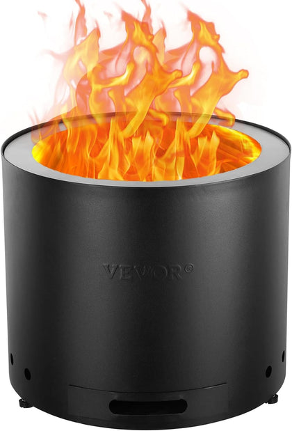 Smokeless Fire Pit Stove Bonfire, H: 15.4 in x Dia: 19.3 in,Wood Burning Fireplaces with Removable Ash Pan, SUS430