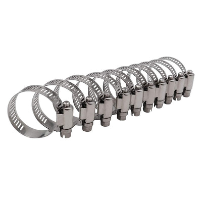1 inch Hose Clamp Full Stainless Steel Worm Gear 19mm - 38mm, 10 Pack