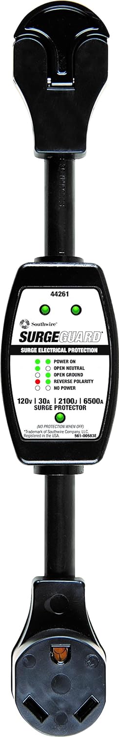 Surge Protector 120V 30AMP P&R - RV Surge Protector - 30 Amp RV Surge Unit - Circuit Tester - LED Voltage Monitor