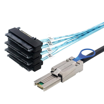 Mini SAS HD SFF-8088 26P to 4* SAS 8482 Server Cable – 6Gbps High Speed 26P to 4 Ports Data Transfer Cord, 28AWG Copper Wire (0.5M)