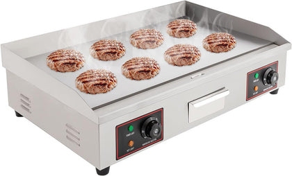30" Electric Countertop Flat Top Griddle, 110V 3000W Commercial Electric Countertop Griddle with Adjustable