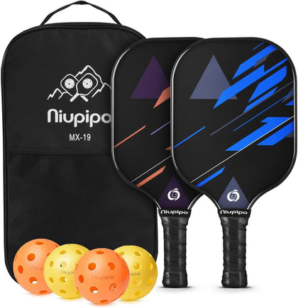 Pickleball Paddles Set of 2 or 4, USAPA Approved Fiberglass Pickleball Paddle Set with Balls and Bag, Polypropylene