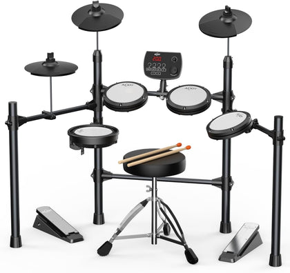 Electronic Drum Set for Adults & Beginners | Quiet Mesh Pads with 5 Drums & 3 Cymbals, Dual-Zone Snare, USB MIDI
