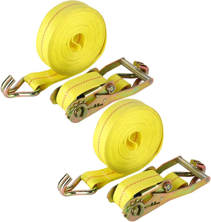 Ratchet Straps Heavy Duty, 8000 LBS Break Strength Ratchet Strap Tie Down, 2” x 20ft Black Tie-Down Ratcheting Cargo