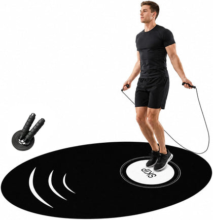 Jump Rope Mat,35.4 x 55.1 inch High-Density Rubber Exercise Mat, Non-Slip and Shock-Absorbing, Suitable for Indoor