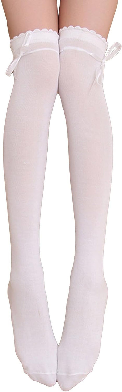 Women's Extra Long Opaque Striped Over Knee Thigh High Stockings Socks