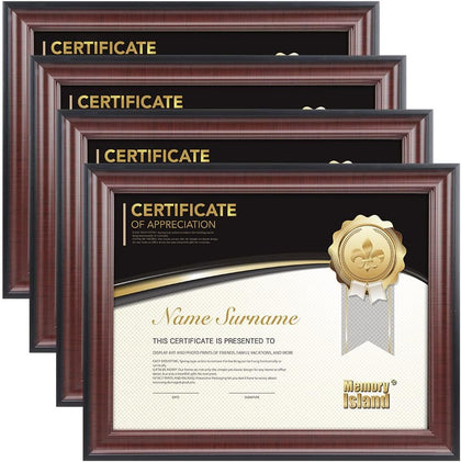 8.5x11 Document frames,Real Glass Fronts, 4 Pack Certificate Frames for Wall Or Tabletop Display,Diploma Frames For