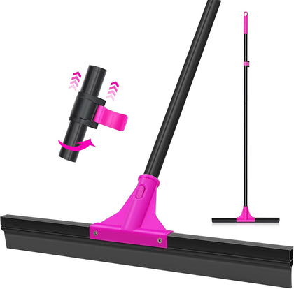 Floor Squeegee Heavy Duty with 58.3 inches Long Handle, Rubber Foam Water Scraper Broom Epoxy Wiper Mop for Cleaning