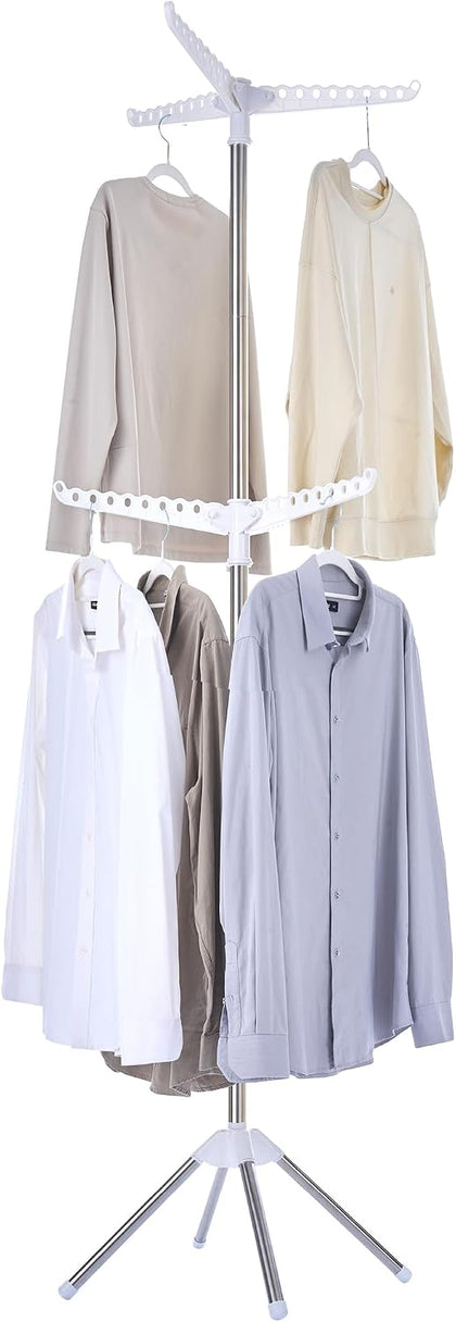 Clothes Drying Rack Foldable, 74.8 inch 2 Tier Laundry Drying Rack with Rotating Clothes Rail for 54 Pieces of