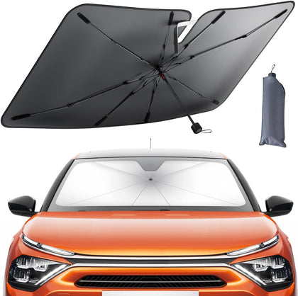 Car Windshield Sunshade Umbrella - Foldable Car Windshield Sun Shade Cover, 5 Layers UV Block Coating, 52"x31" Front